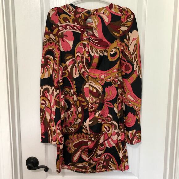 Mango Women's Blouse Top 3/4 Sleeve Round Neck Paisley Multi Size 0‎ NWT - Picture 7 of 9